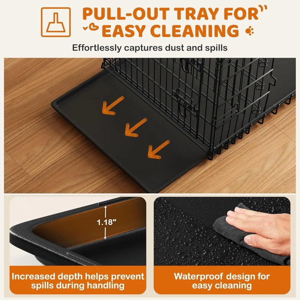 Yaheetech Collapsible Double Door Dog Crate With Removable Tray