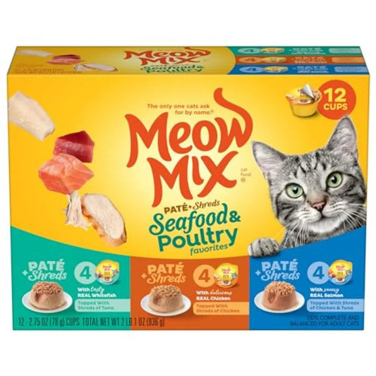Paté And Shreds Wet Cat Food Variety Pack Seafood And Poultry