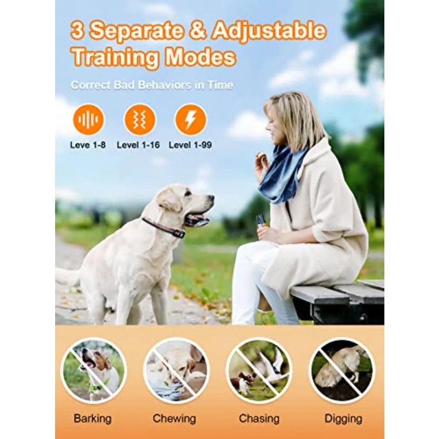Dog Training Collar Waterproof Remote Beep Vibration Shock Modes