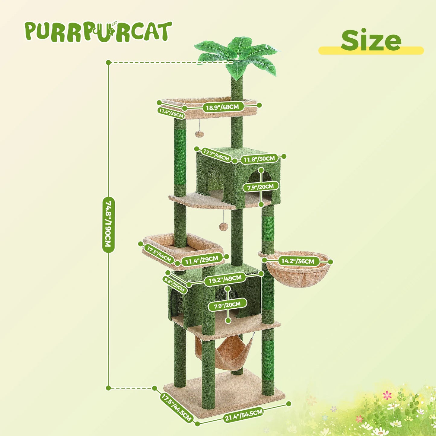 PAWZ Road Multi-Level Cat Tree Indoor Tower With Scratching Posts
