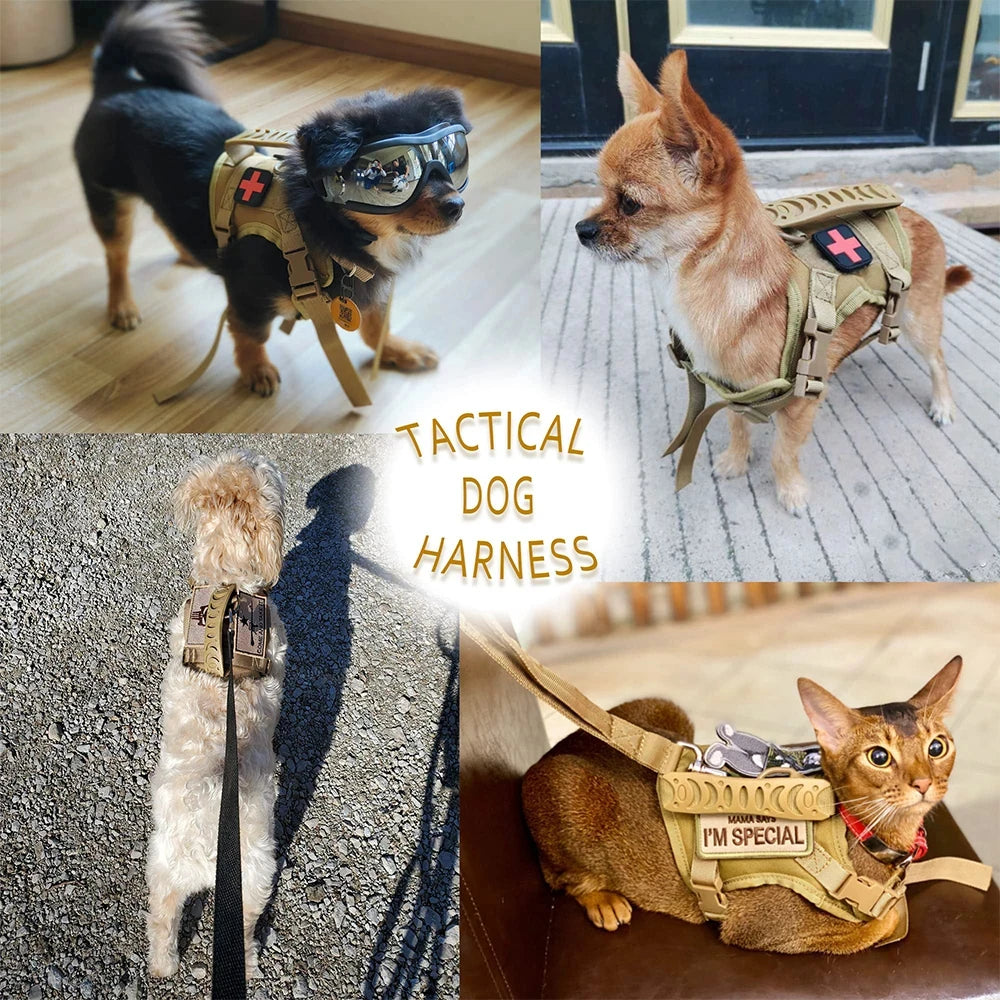 Tactical Puppy Harness Leash Set Adjustable For Small Dogs Cats