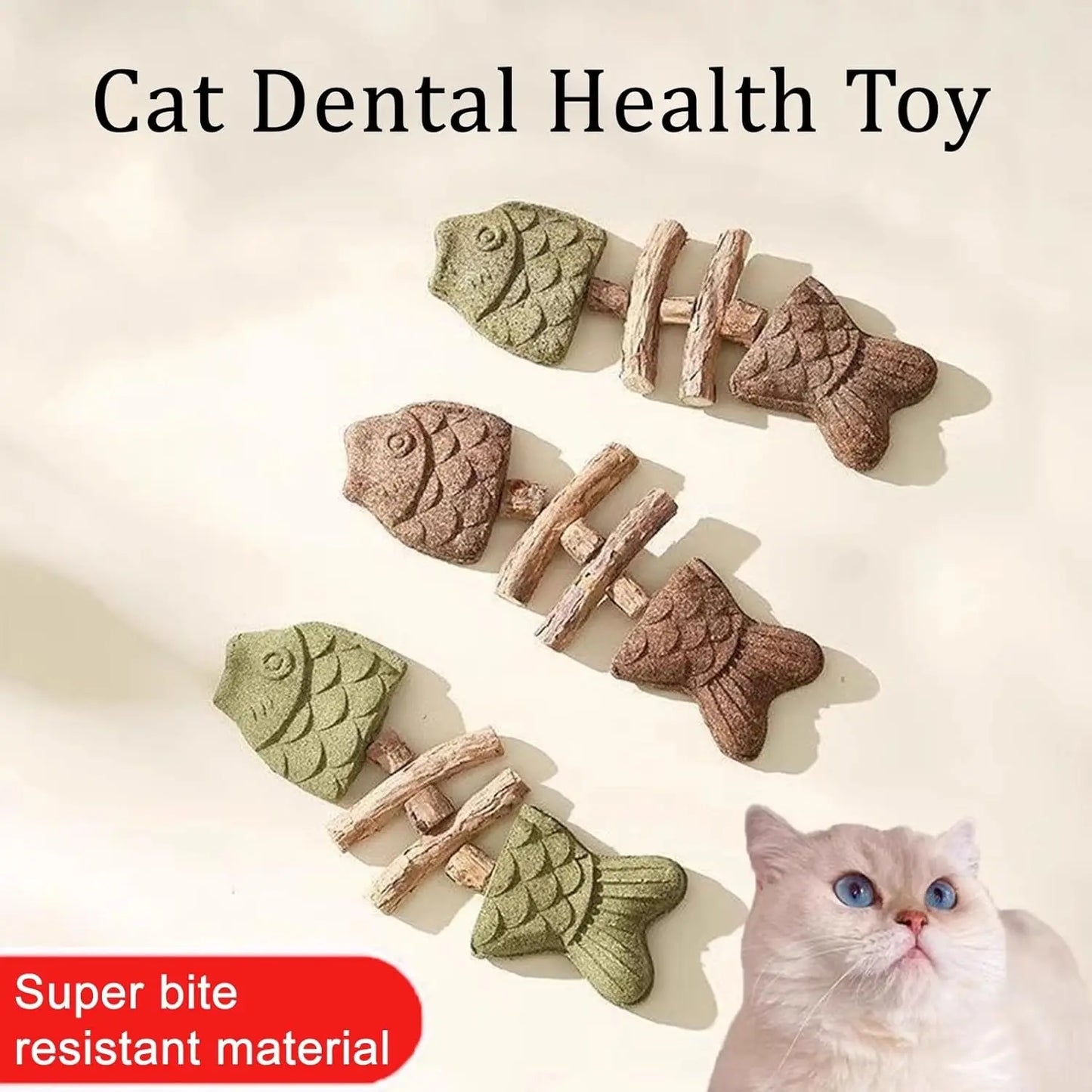 Dental Health Cat Chew Toy Fishbone Bite Resistant