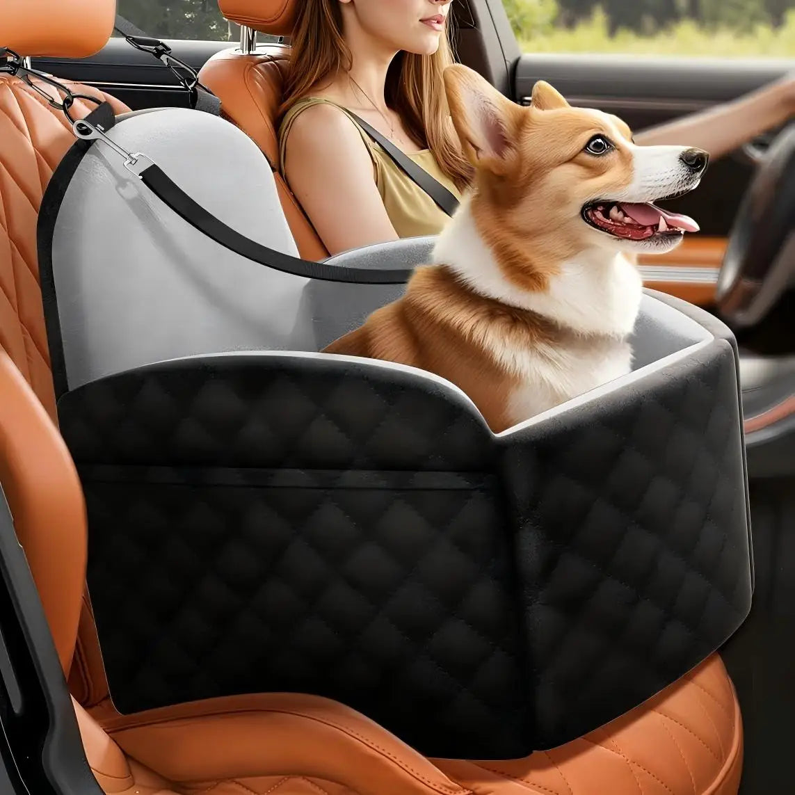 Dog Car Seat Booster With Memory Foam Cushion And Washable Cover