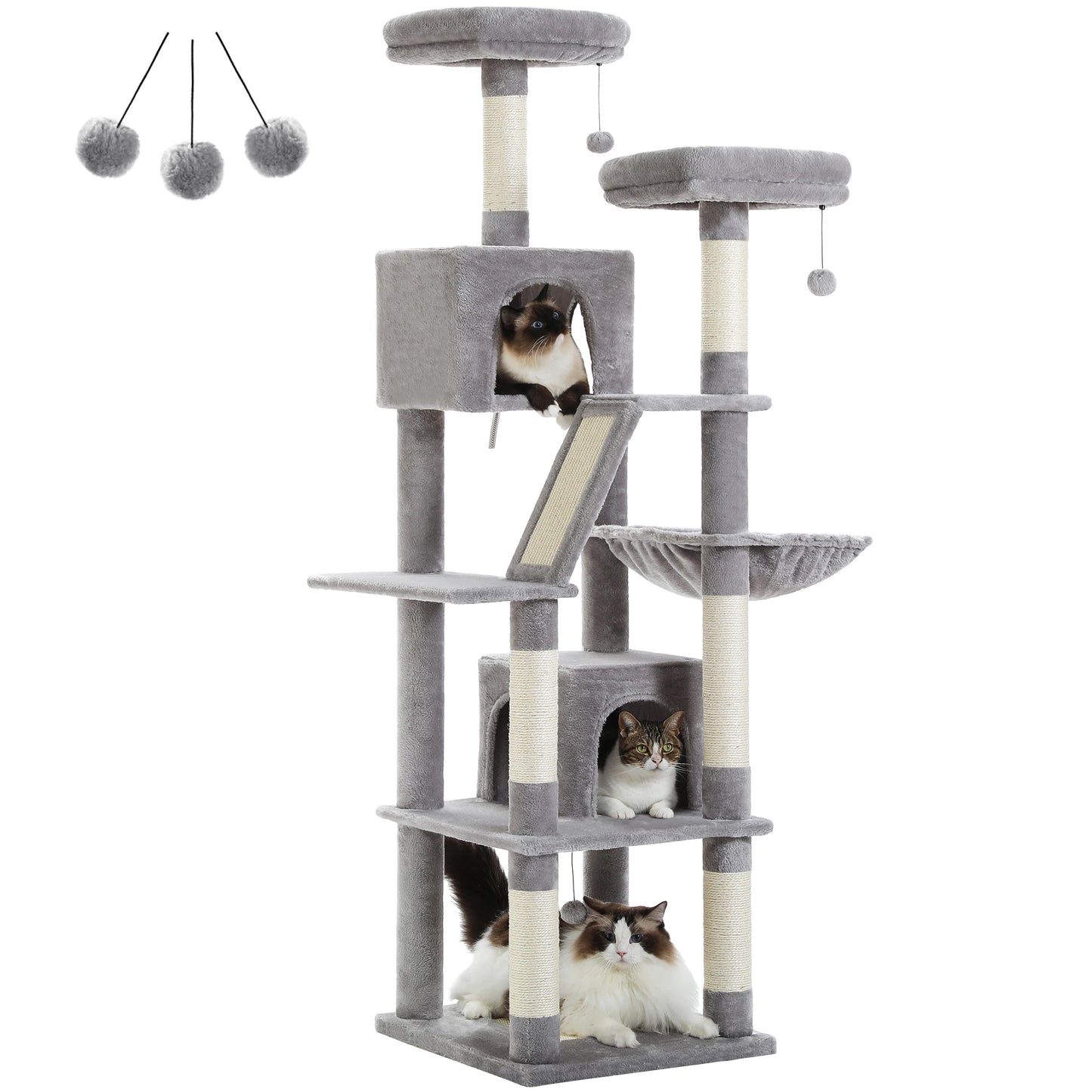 PAWZ Road Five Level Cat Tree Plush Cat Condo With Scratching Posts