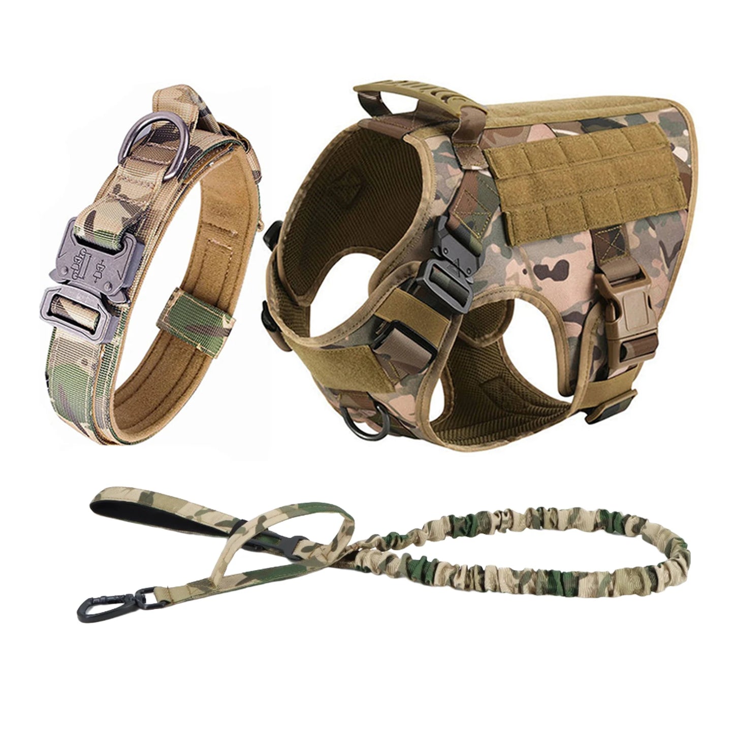 Tactical Molle Dog Harness With Pouches For Training