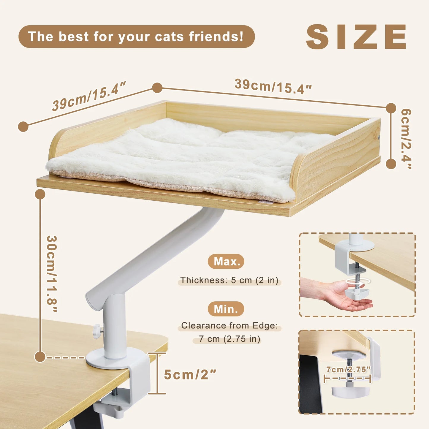 PAWZ Road Cat Desk Bed 360 Degree Rotatable Stand With Adjustable Hammock
