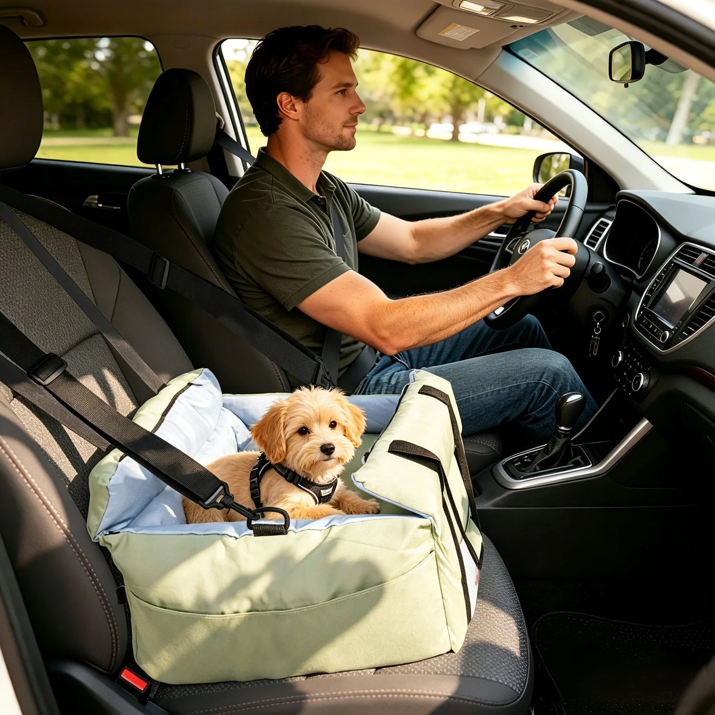 BINGOPAW Dog Car Seat Booster for Small Dogs with Belt