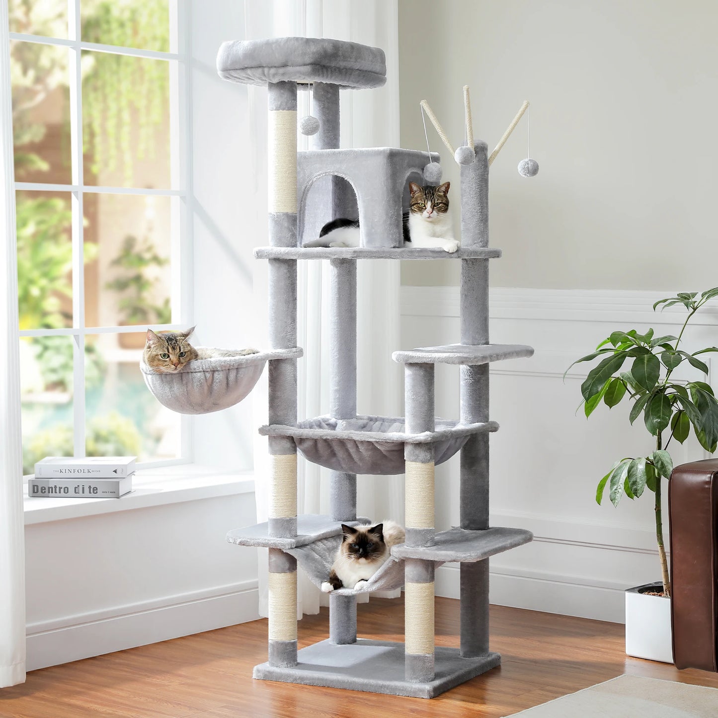 PAWZ Road Five Level Cat Tree Plush Cat Condo With Scratching Posts