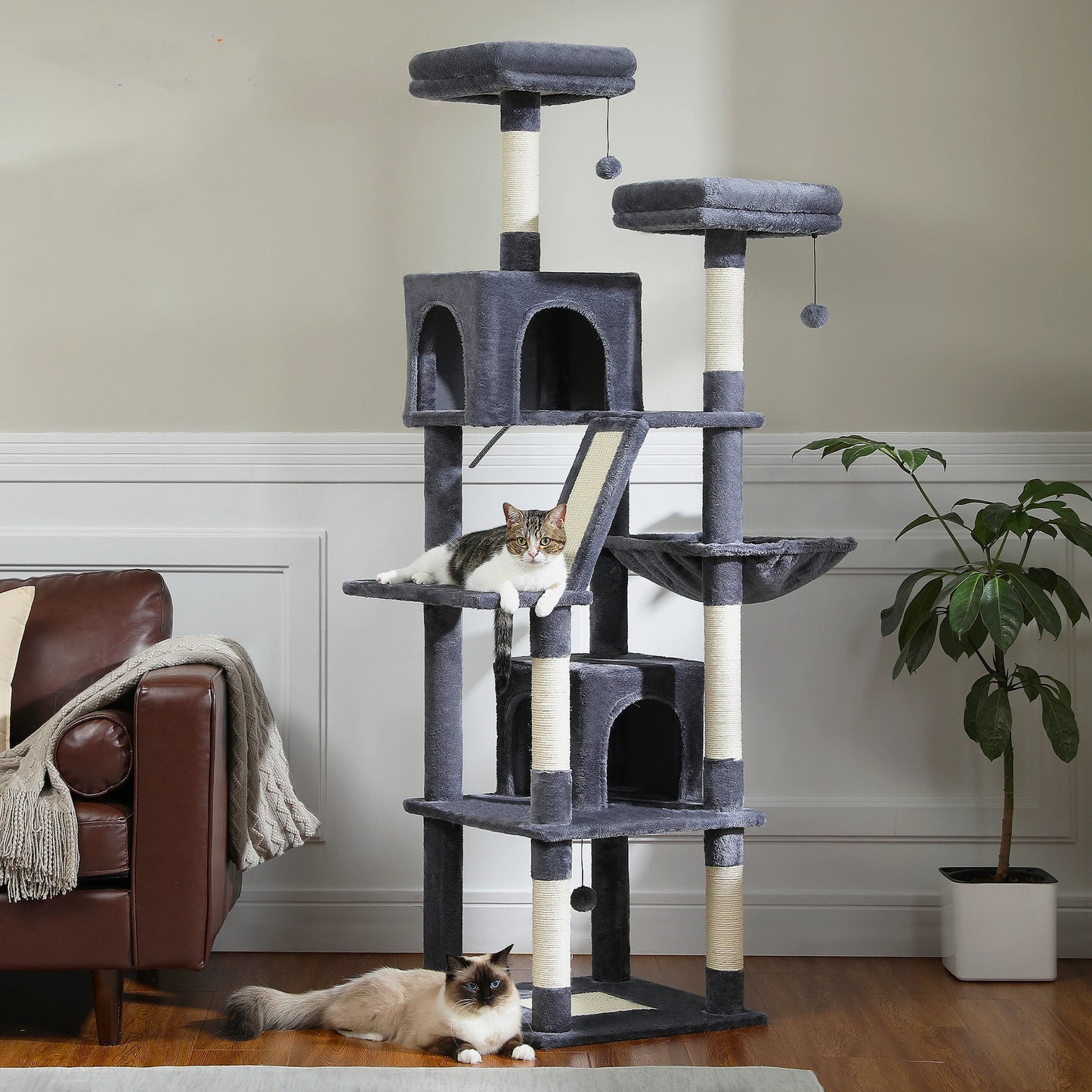 PAWZ Road Five Level Cat Tree Plush Cat Condo With Scratching Posts