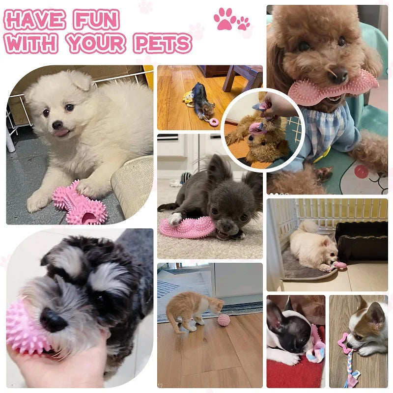 Soft Dog Chew Toys Rubber Bone For Training Molars