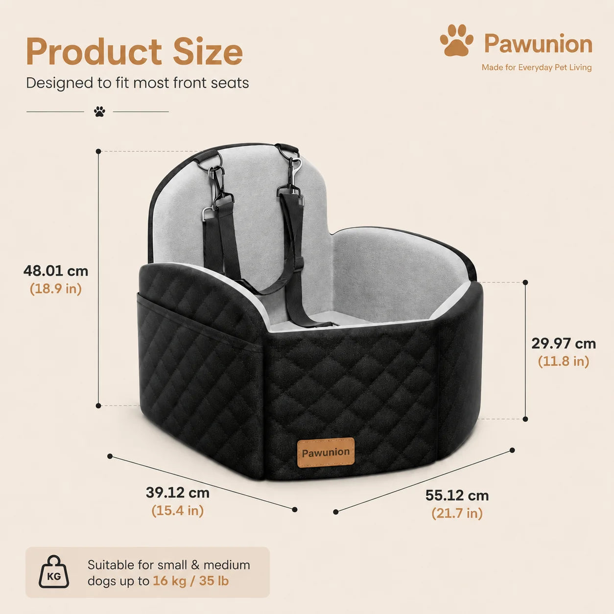 Dog Car Seat Booster With Memory Foam Cushion And Washable Cover