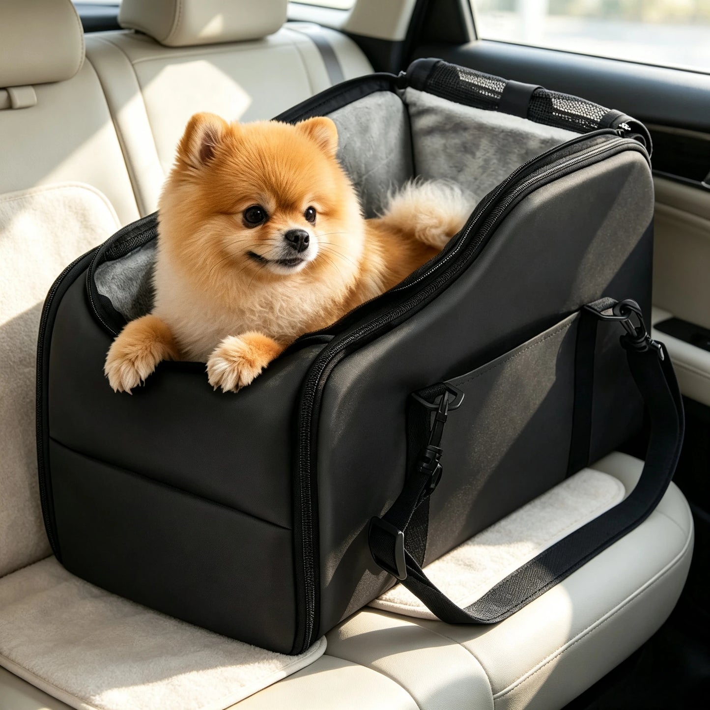 Center Console Pet Car Seat Carrier For Small Dogs Cats