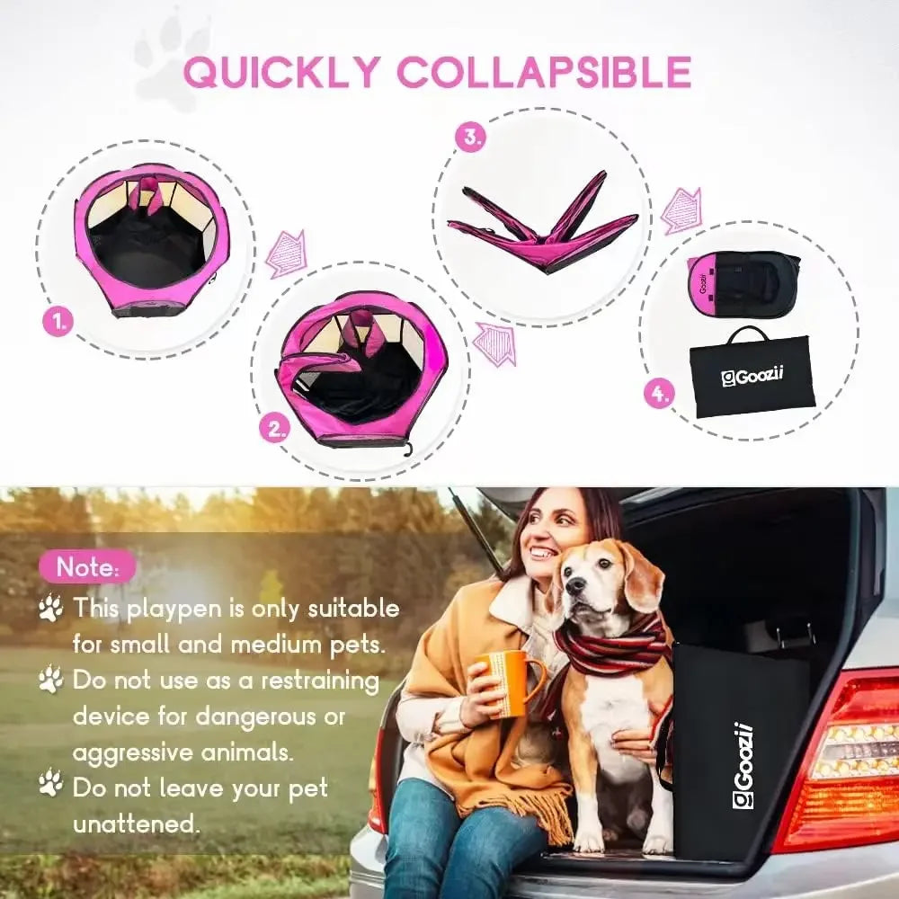 Portable Foldable Cat Playpen Enclosed Tent Zipper Top