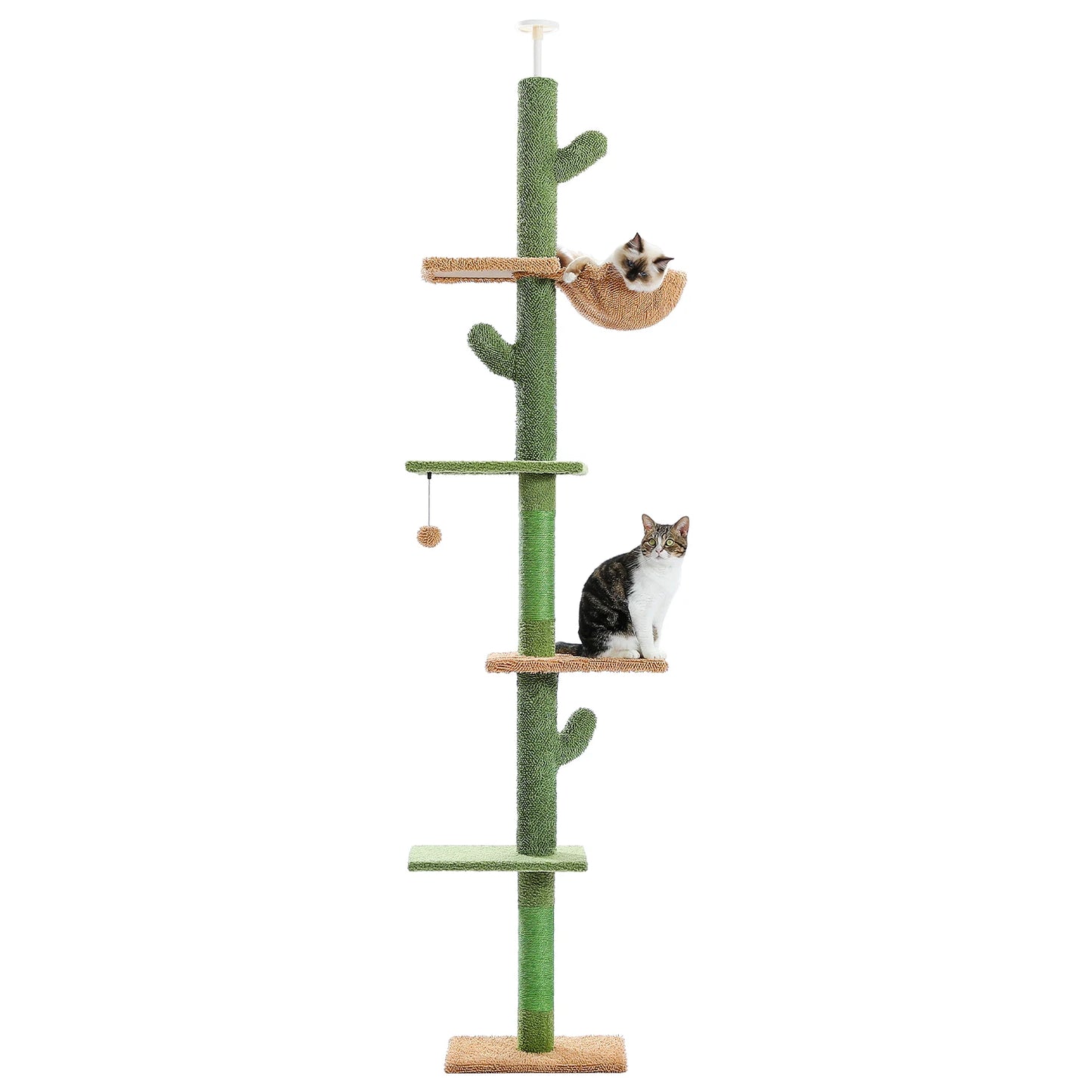 PAWZ Road Cat Tree 5-Tier Floor to Ceiling Cactus Tower with Hammock