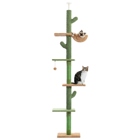 PAWZ Road Cat Tree 5-Tier Floor to Ceiling Cactus Tower with Hammock