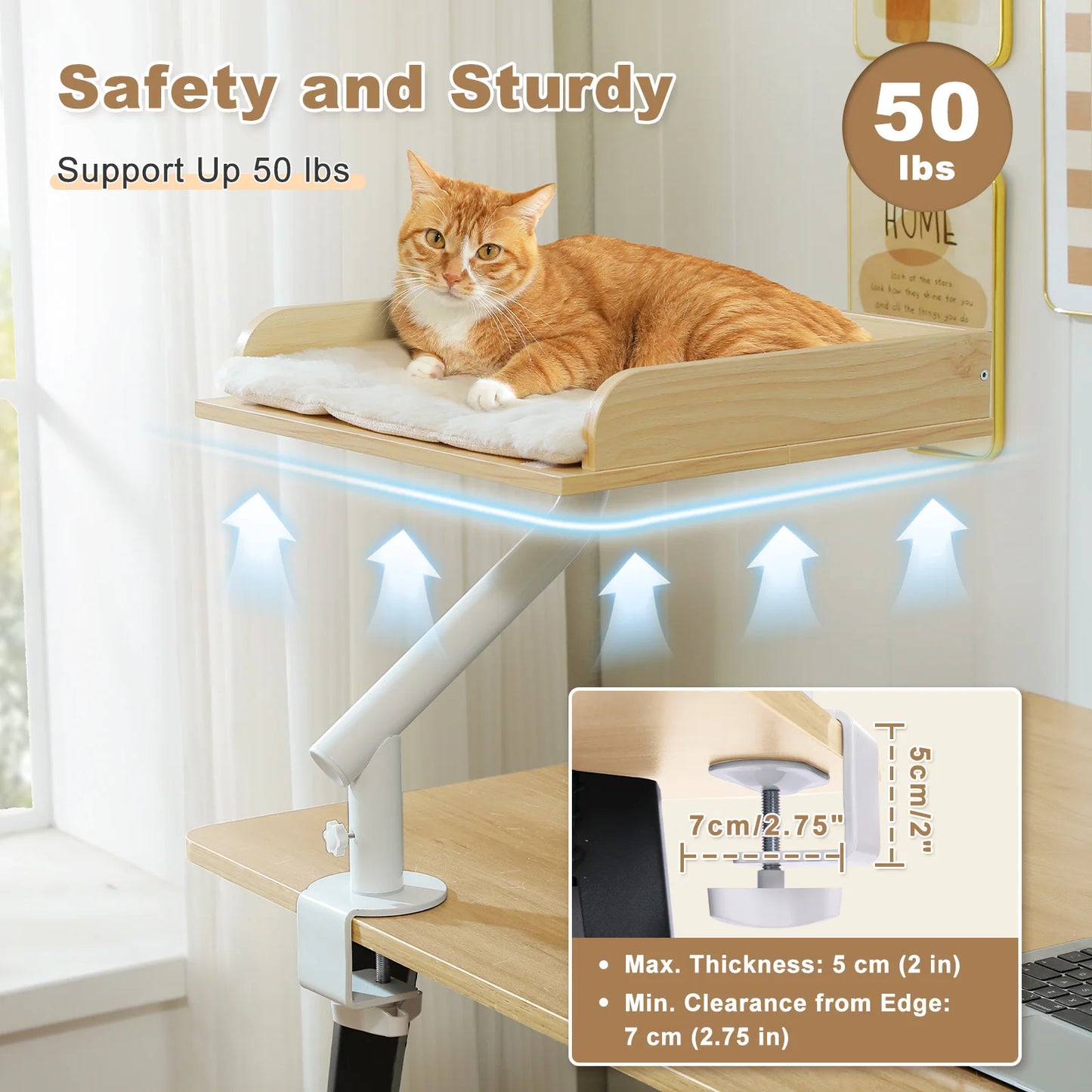 PAWZ Road Cat Desk Bed 360 Degree Rotatable Stand With Adjustable Hammock