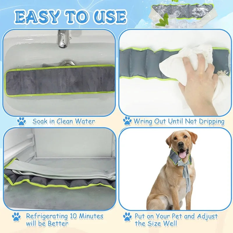 Dog Cooling Neck Bandana With Polymer Gel Filling Adjustable Knot