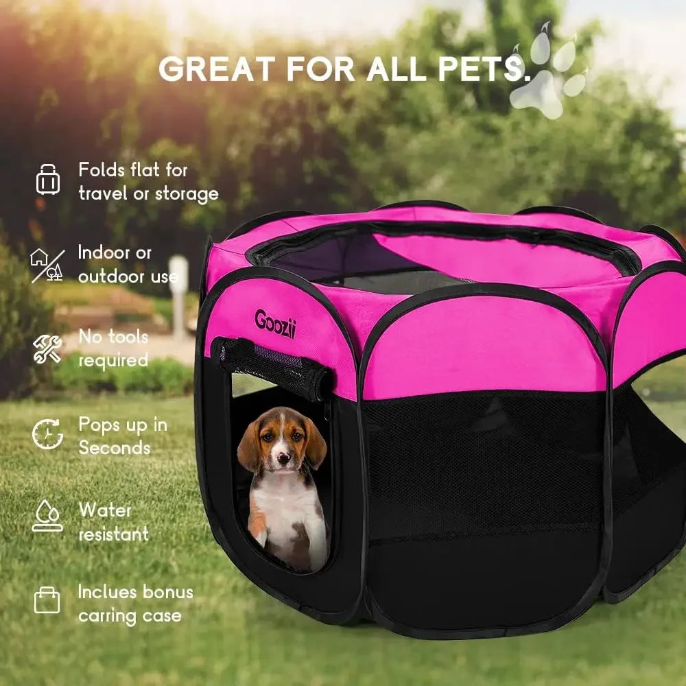 Portable Foldable Cat Playpen Enclosed Tent Zipper Top