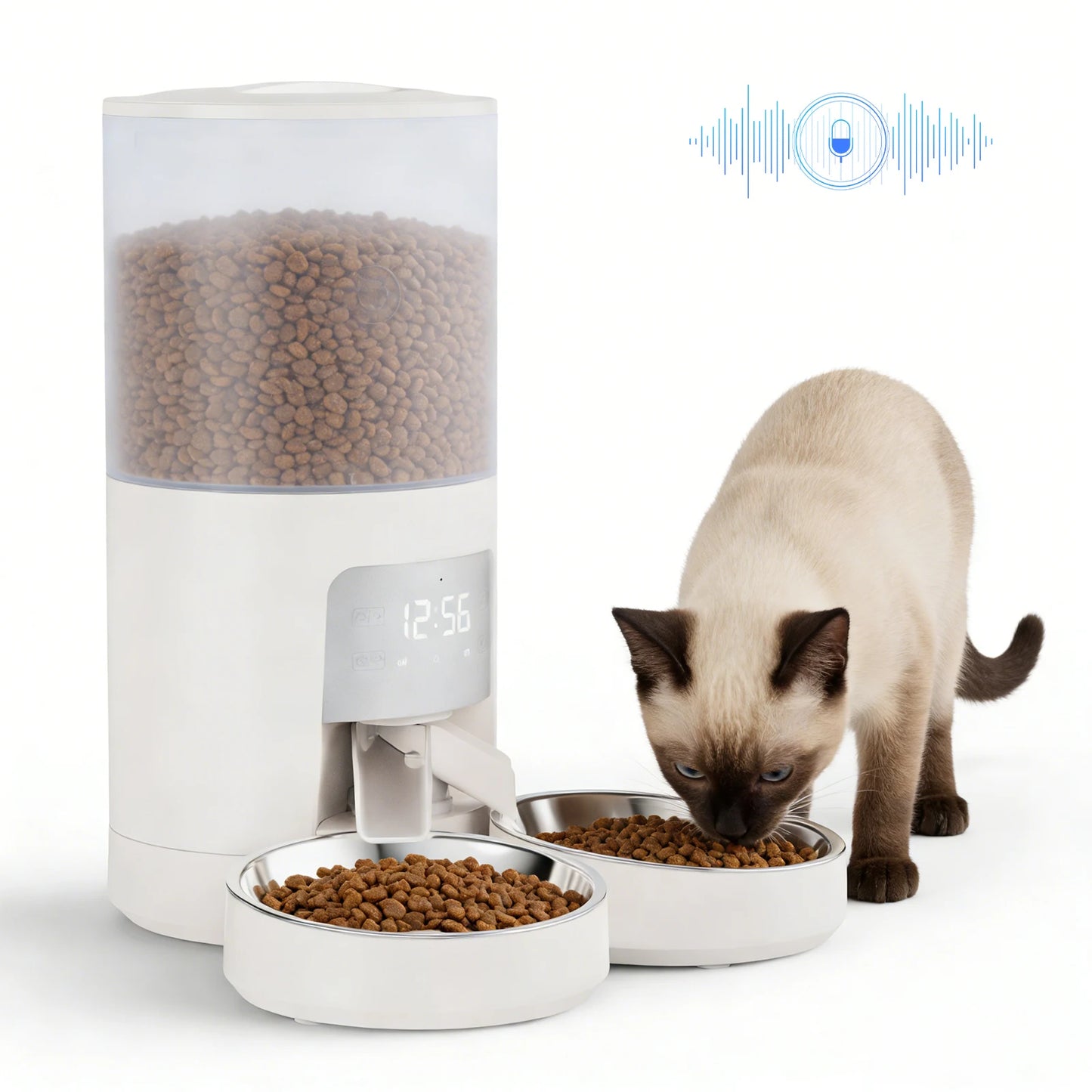 JHK Automatic Cat Feeder Dual Bowls Timed Dispenser
