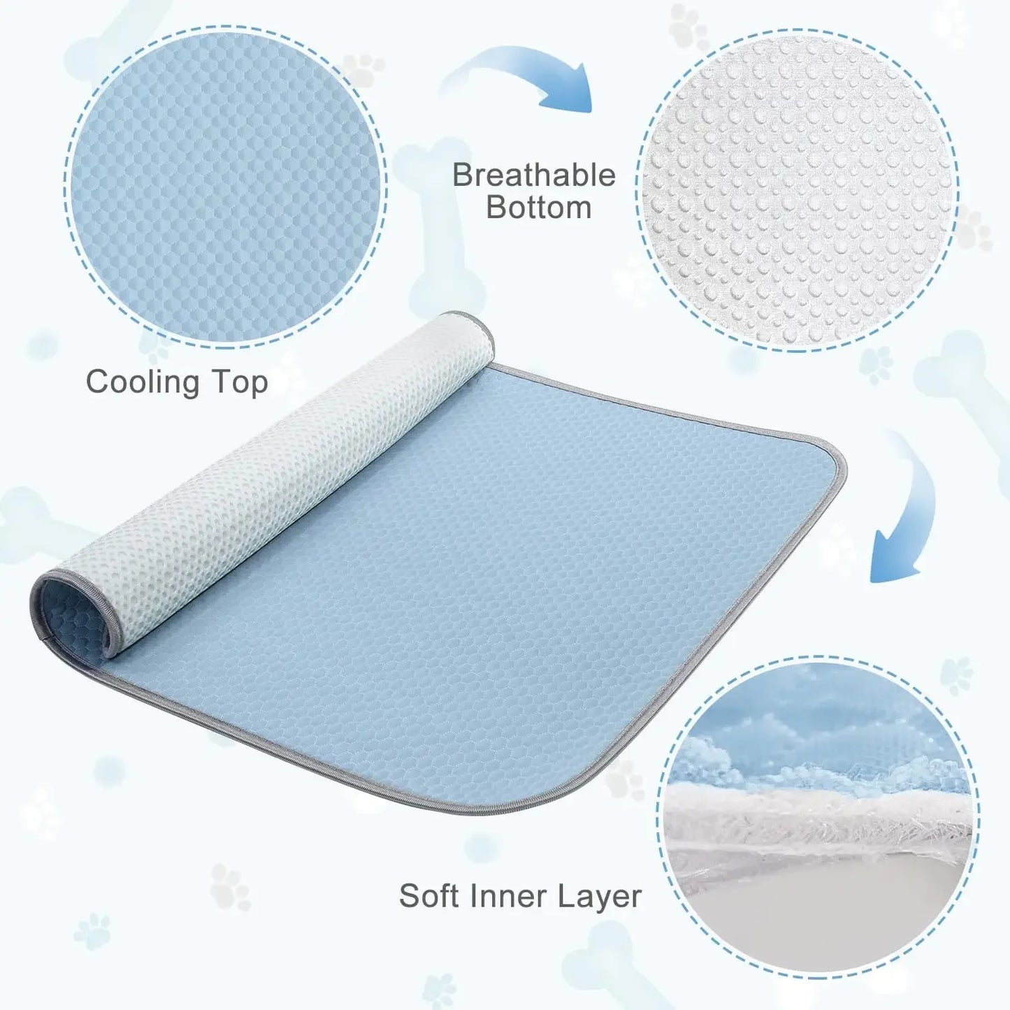 Self Cooling Dog Mat Ice Silk Pad Washable Crate Car